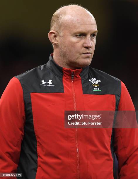 Wales Team manager Martyn Williams looks on after the 2020 Guinness Six Nations match between Wales and France at Principality Stadium on February...