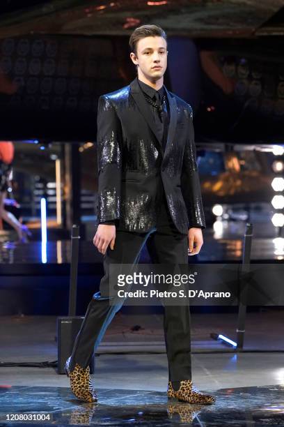 Cameron Dallas walks the runway during the Philipp Plein fashion show as part of Milan Fashion Week Fall/Winter 2020-2021 on February 22, 2020 in...