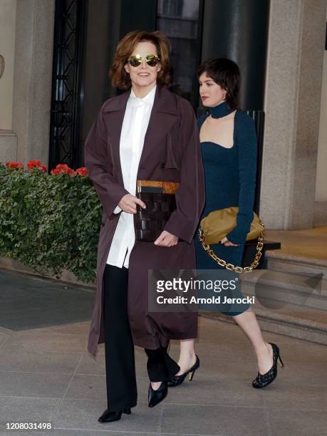 Sigourney Weaver and daughter Charlotte Simpson are seen during Milan Fashion Week Fall/Winter 2020-2021 on February 22, 2020 in Milan, Italy.
