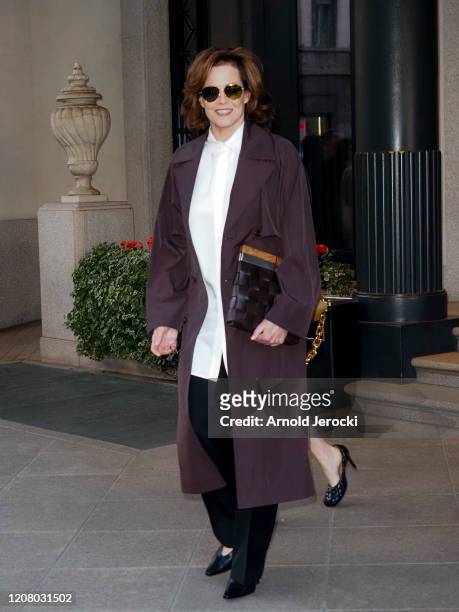Sigourney Weaver is seen during Milan Fashion Week Fall/Winter 2020-2021 on February 22, 2020 in Milan, Italy.