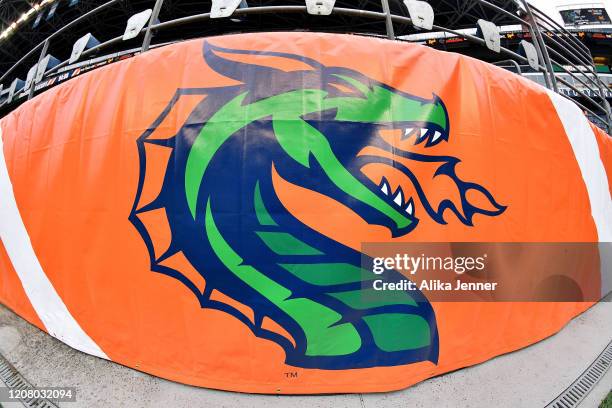 General view of a Seattle Dragons banner at CenturyLink Field before the game between the Seattle Dragons and the Dallas Renegades at CenturyLink...
