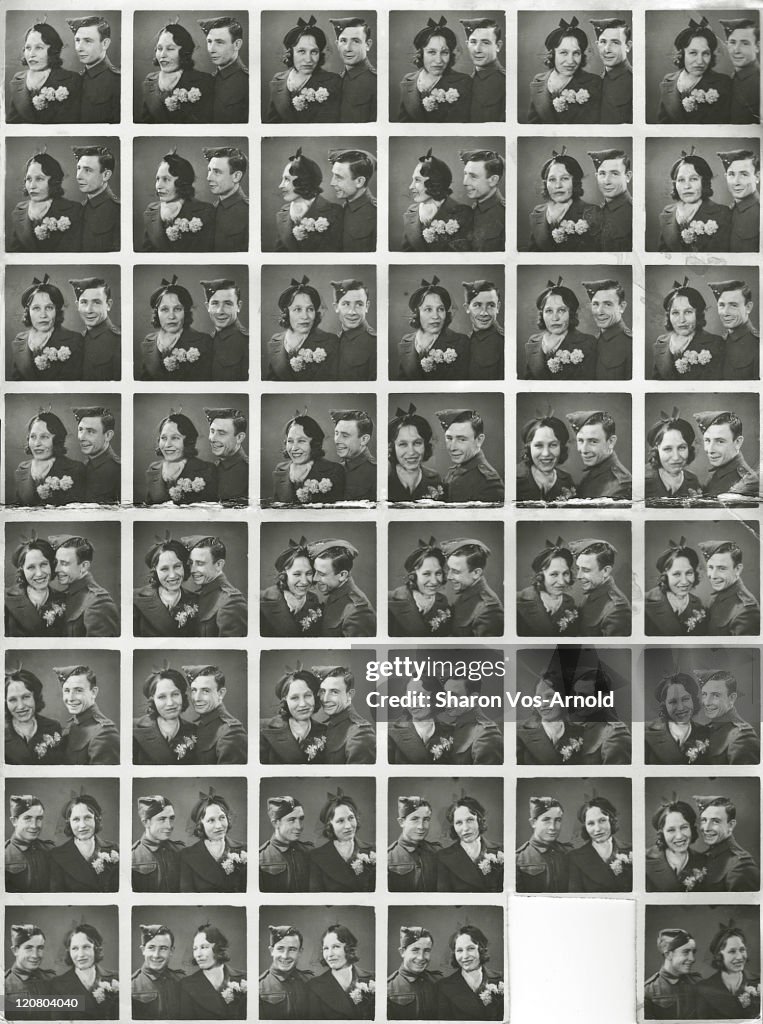 Contact sheet from wartime photo shoot
