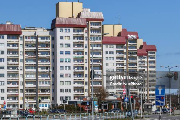 Block of flats in Zaspa district is seen in Gdansk, Poland on 23 March 2020