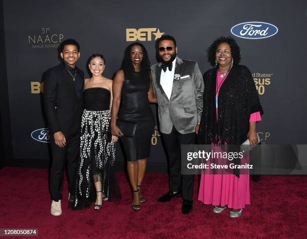 Anthony Anderson and family attend the 51st NAACP Image Awards, Presented by BET, at Pasadena Civic Auditorium on February 22, 2020 in Pasadena,...