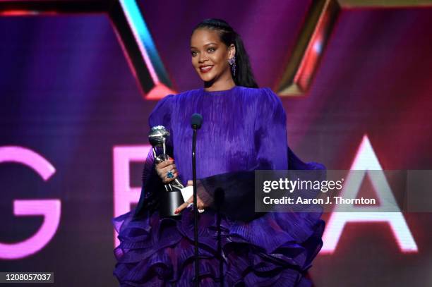 Rihanna accepts the President’s Award onstage during the 51st NAACP Image Awards, Presented by BET, at Pasadena Civic Auditorium on February 22, 2020...