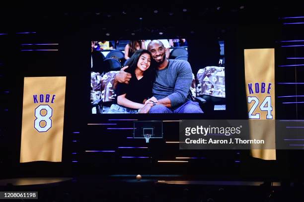 Gianna Bryant and Kobe Bryant are honored during the In Memoriam onstage during the 51st NAACP Image Awards, Presented by BET, at Pasadena Civic...