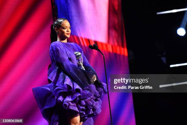 Rihanna accepts the President’s Award onstage during the 51st NAACP Image Awards, Presented by BET, at Pasadena Civic Auditorium on February 22, 2020...