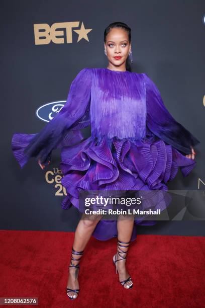 Rihanna poses with the President’s Award at the 51st NAACP Image Awards, Presented by BET, at Pasadena Civic Auditorium on February 22, 2020 in...