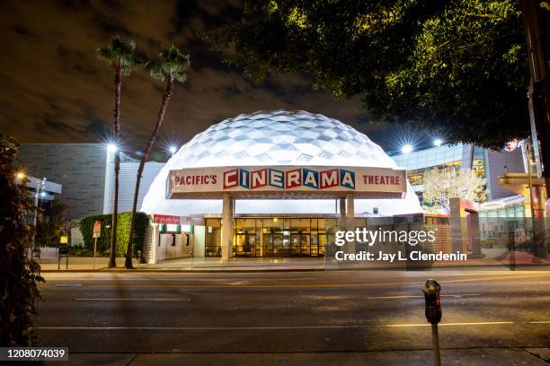 Quiet and empty Cinerama Dome of the ArcLight Cinemas, on Sunset Boulevard, in Hollywood, CA, March 20, 2020.