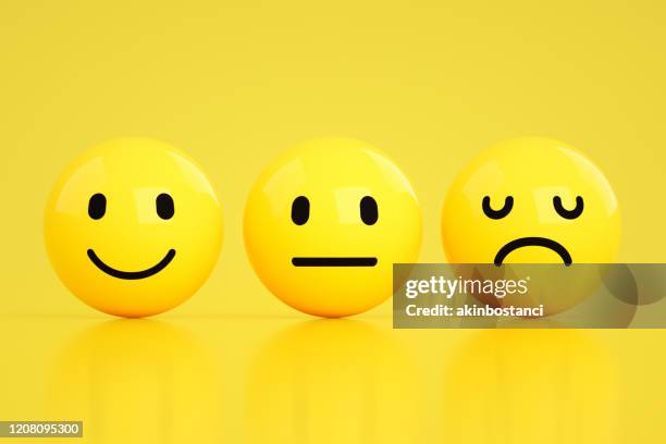 3d emoji with smiley, sad and neutral face - sadness icon stock pictures, royalty-free photos & images