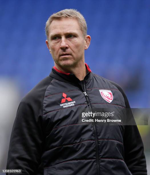 Johan Ackermann of Gloucester before the Gallagher Premiership Rugby match between London Irish and Gloucester Rugby at Madejski Stadium on February...