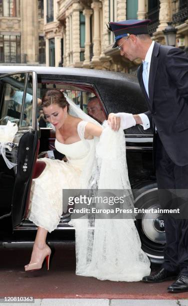 Spanish model Ines Sainz attend her wedding at the San Vicente Abando Chapel on August 10, 2011 in Bilbao, Spain.