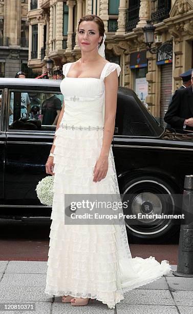 Spanish model Ines Sainz attend her wedding at the San Vicente Abando Chapel on August 10, 2011 in Bilbao, Spain.