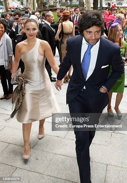 Spanish singer Chenoa and his boyfriend Alain Cornejo attend the wedding of spanish model Ines Sainz to her boyfriend Christian Martin Perez Carrion...