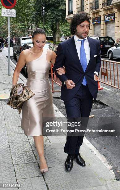 Spanish singer Chenoa and his boyfriend Alain Cornejo attend the wedding of spanish model Ines Sainz to her boyfriend Christian Martin Perez Carrion...