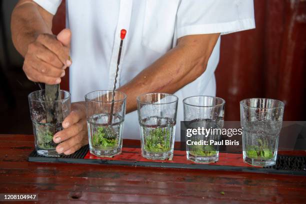 refreshing rum mint mojito cocktail - ron green fotografías e imágenes de stock