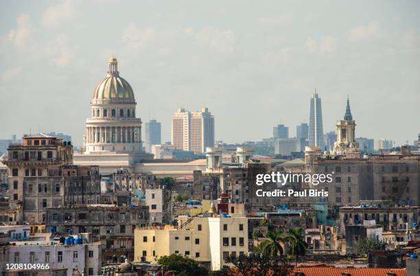 havana cityscape with capitol in december, cuba - havana city stock pictures, royalty-free photos & images