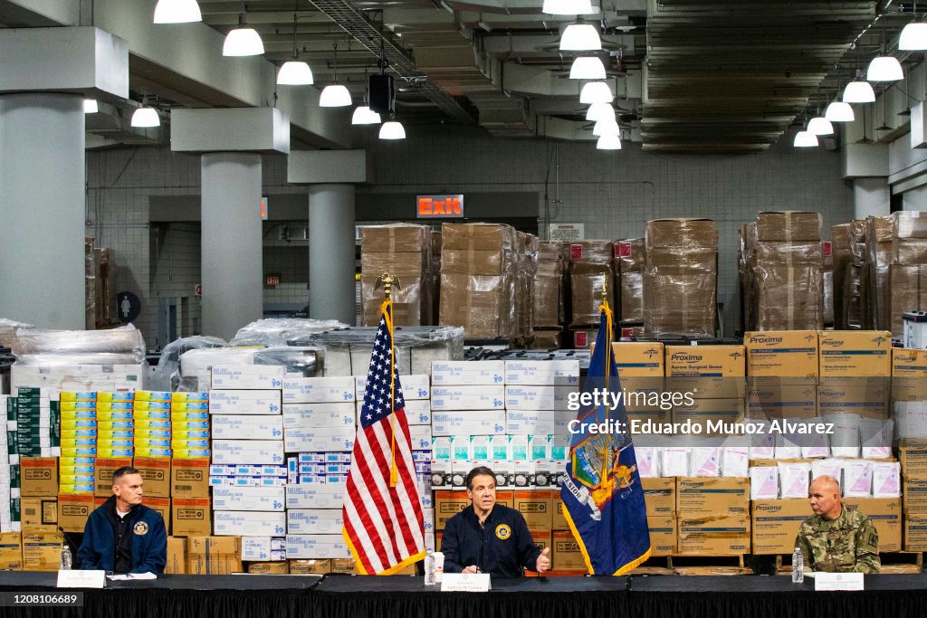 NY Governor Andrew Cuomo Holds Daily Briefing At Javits Center