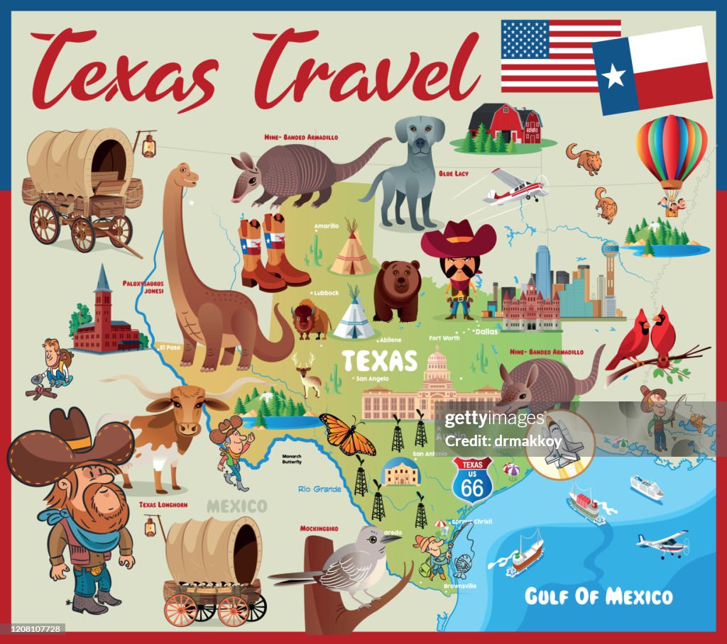 Cartoon Map of TEXAS
