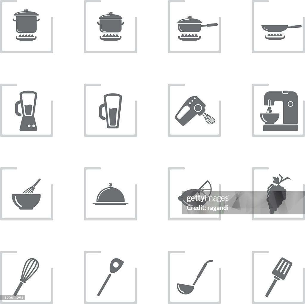 Kitchen Tools Icons | Framed Grey