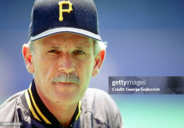 Manager Jim Leyland of the Pittsburgh Pirates looks on from the field before a Major League Baseball game at Three Rivers Stadium in 1993 in...