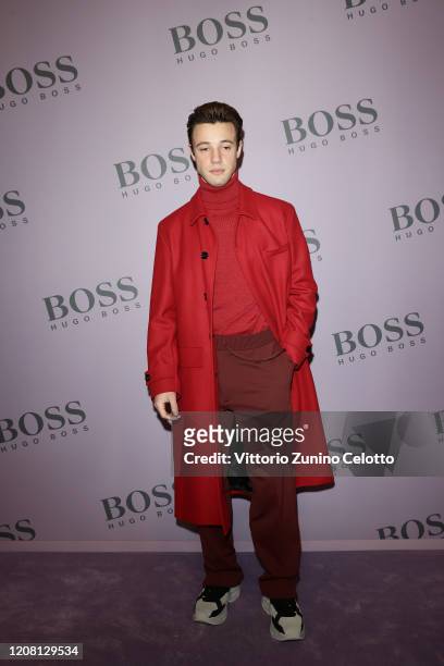 Cameron Dallas attends the BOSS fashion show during the Milan Fashion Week Fall/Winter 2020 - 2021 on February 23, 2020 in Milan, Italy.