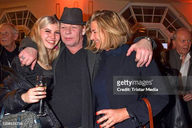 Lilith Becker, Ben Becker, Anne Seidel during the Ben Becker "Affe" party at Admiralspalast on February 18, 2020 in Berlin, Germany.