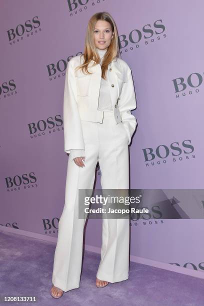 Toni Garrn attends the Boss fashion show on February 23, 2020 in Milan, Italy.