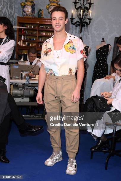 Cameron Dallas attend the runway at the Dolce & Gabbana fashion show on February 23, 2020 in Milan, Italy.