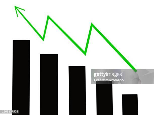 drawing a chart with an up arrow - circle arrow chart ストックフォトと画像