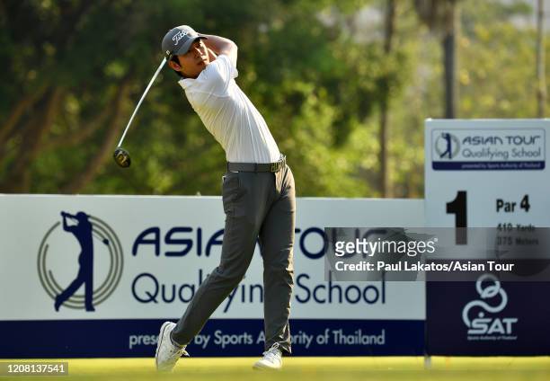 Donguen Kim of Korea in action during the fifth round of the Asian Tour Qualifying School Final Stage at the Lake View Resort and Golf Club on...