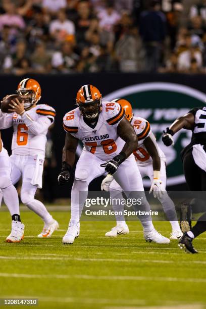 Cleveland Browns offensive tackle Greg Robinson during the NFL regular season football game against the New York Jets on Monday, September 16, 2019...