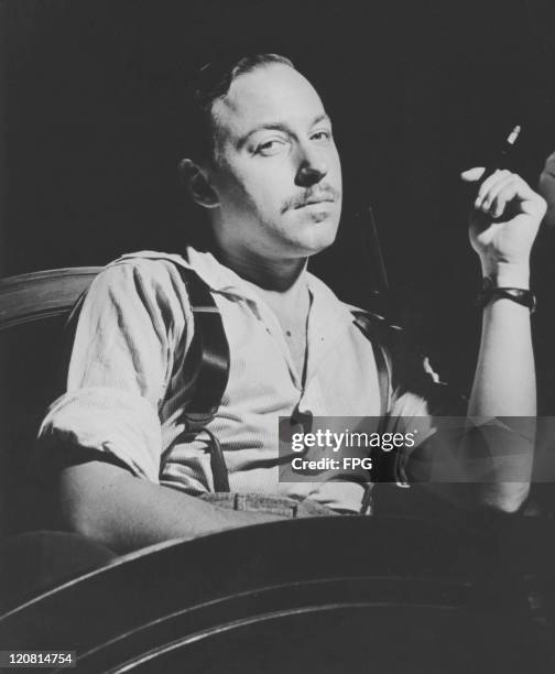 American playwright Tennessee Williams , circa 1955.