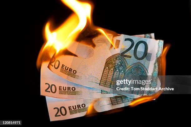 Burning 20 Euro bills, London, 8th August 2011.