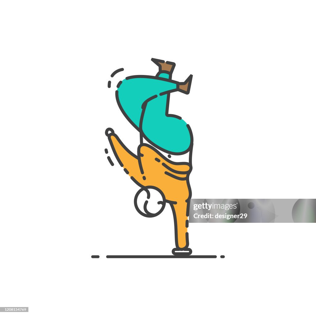 People Upside Down and Handstand Icon Flat Design on White Background.