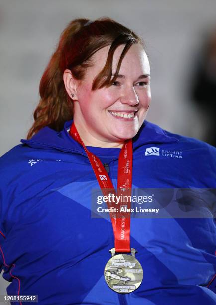 Louise Sugden of Great Britain wins gold in the Women's up to 86kg and over 86kg category during the Para Powerlifting World Cup on day three at...