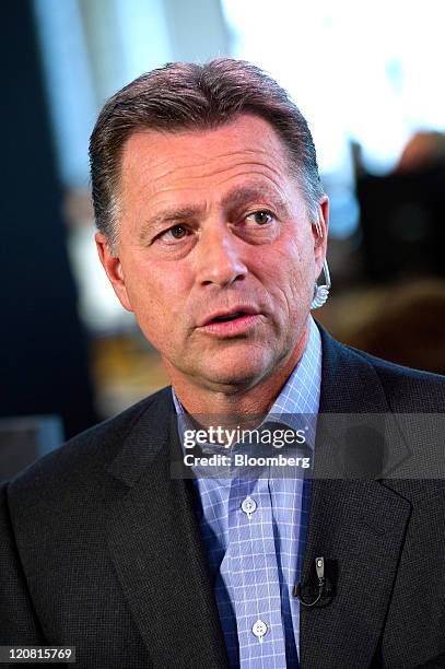 Stephen Smith, chairman and chief executive officer of Equinix Inc., speaks during a Bloomberg via Getty Images West television interview in San...