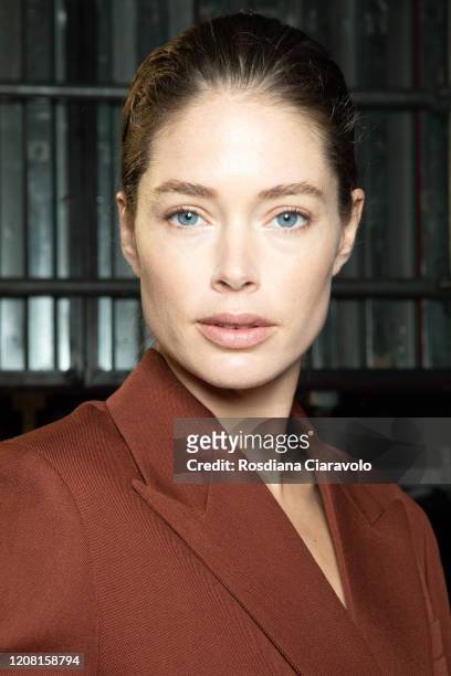 Super model Doutzen Kroes is seen backstage at the Boss fashion show on February 23, 2020 in Milan, Italy.