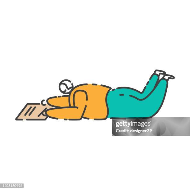 man writing happy face icon vector design on white background. - working at dining room table stock illustrations