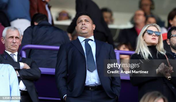 Ronaldo Nazario, Chairman of Real Valladolid looks on prior to the La Liga match between Real Valladolid CF and RCD Espanyol at Jose Zorrilla on...