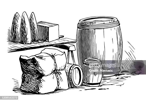 barrel box package - crate stock illustrations