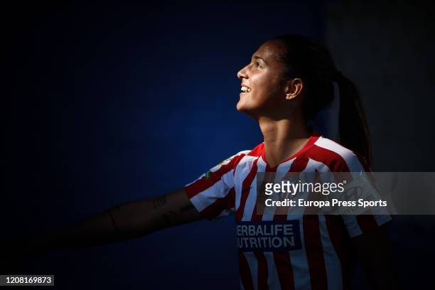 Deyna Castellanos of Atletico de Madrid looks on during the Spanish League, Primera Iberdrola, women's football match played between Madrid CFF and...