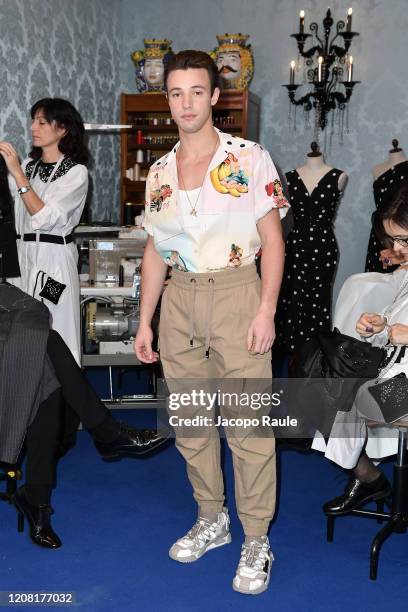 Cameron Dallas attends the Dolce e Gabbana fashion show on February 23, 2020 in Milan, Italy.