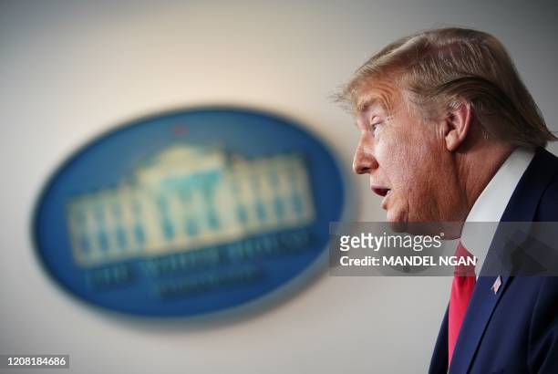President Donald Trump speaks during the daily briefing on the novel coronavirus, COVID-19, at the White House on March 24 in Washington, DC.