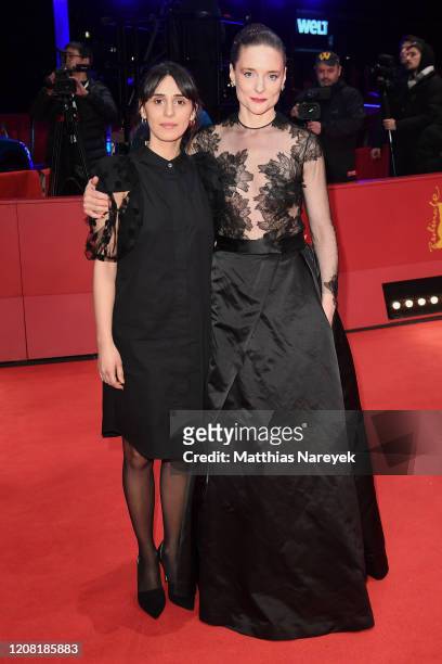 Maryam Zaree and Anne Ratte-Polle pose at the "Undine" premiere during the 70th Berlinale International Film Festival Berlin at Berlinale Palast on...