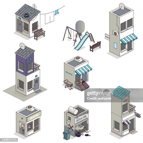 isometrische gebäude - weer stock-grafiken, -clipart, -cartoons und -symbole