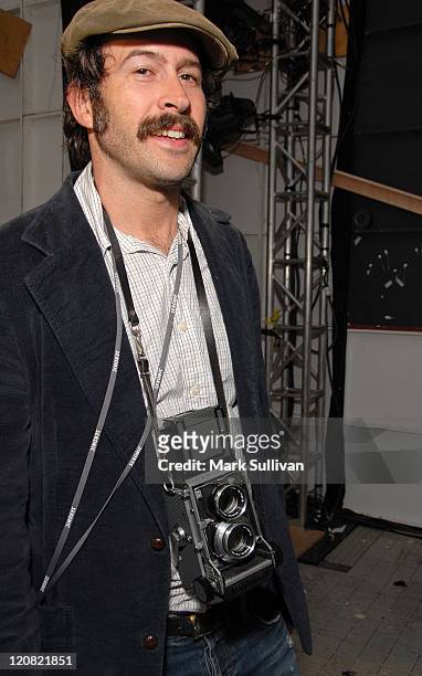 Actor Jason Lee backstage at Whitley Kros fashion show at the Mercedes Benz Fashion Week at Smashbox Studios on October 16, 2007 in Culver City,...