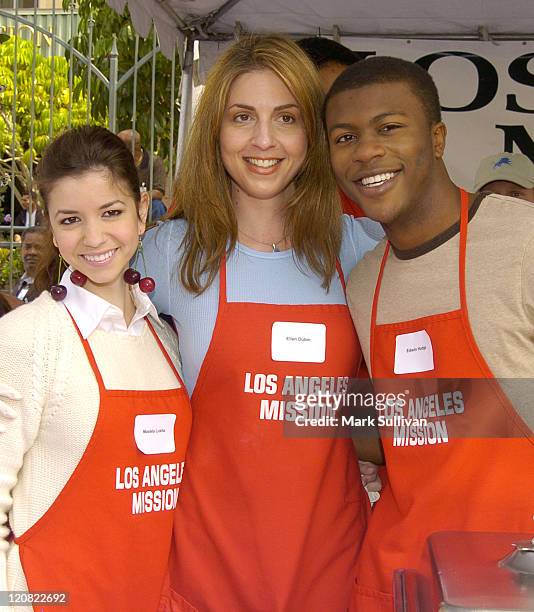Masiela Lusha, Ellen Dubi and Edwin Hodge during Los Angeles Mission 2004 Easter Celebration at Downtown Los Angeles in Los Angeles, California,...