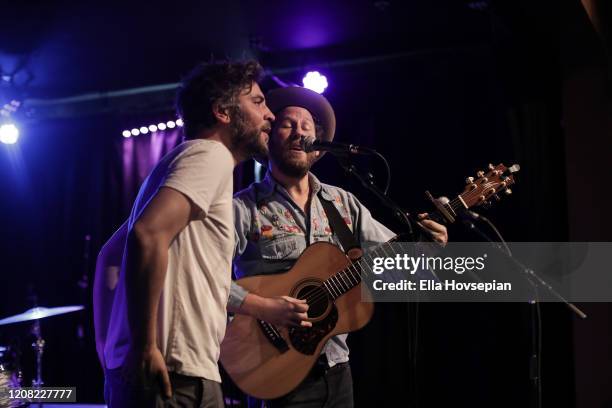 Josh Radnor and Ben Lee perform at The Federal Bar on February 23, 2020 in North Hollywood, California.