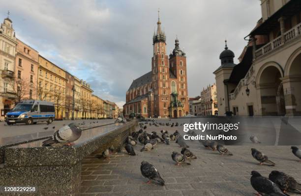 An empty Market Square in Krakow's Old Town. With 1,031 confirmed cases of coronavirus and 14 deaths, Poland's situation is deteriotating day by day....